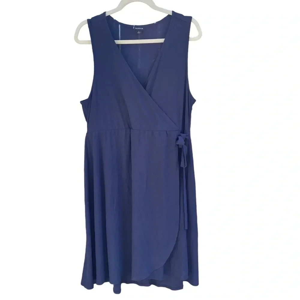Torrid Navy Sleeveless Wrap Dress